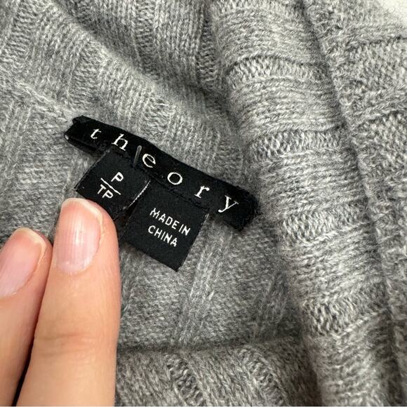 Theory Grey Cashmere Ribbed Turtleneck Sweater Womens XS Gray Fall Preppy - Picture 7 of 8
